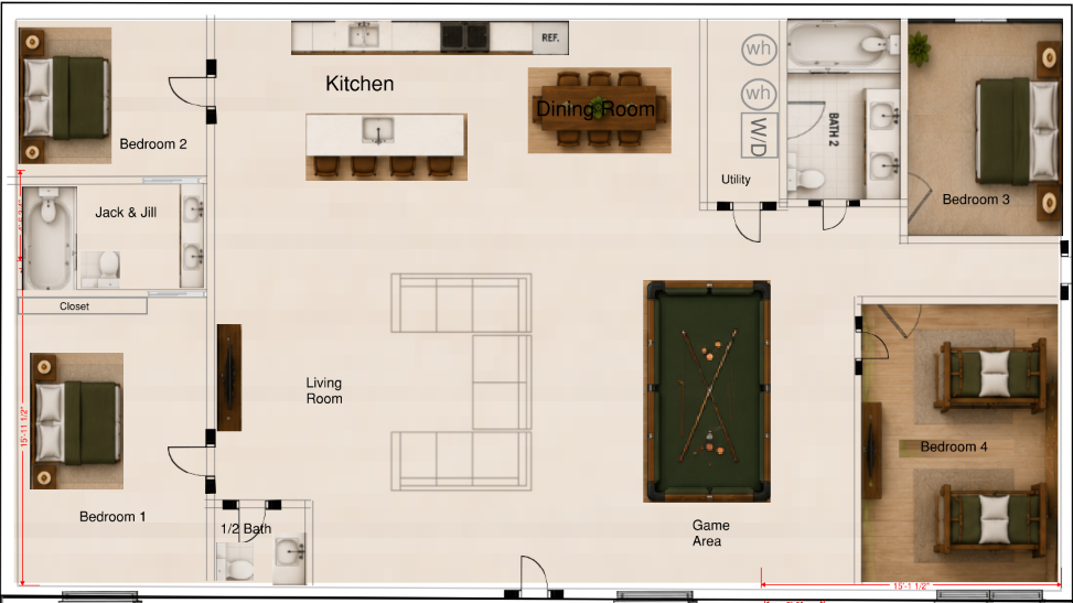 Preliminary concept floor plan for the Helen mixed-use property — upper-level residential layout